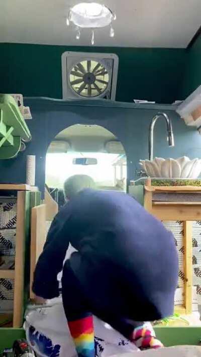 My solution for a private hidden shower in my DIY van conversion @bbluox