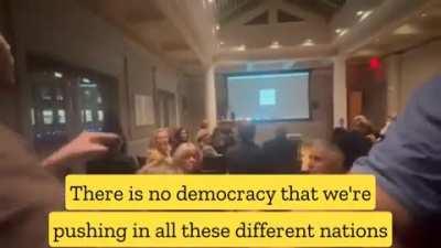Two activists confronted the President of the National Endowment for Democracy (NED) Damon Wilson during a speech. Based.