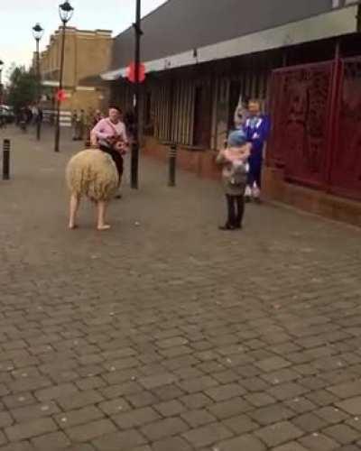 Man dressed as Ostrich