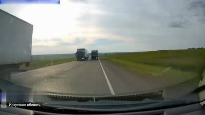 Truck drivers drive into the oncoming lane.