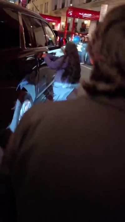 Crazed fan of Keanu Reeves tries to open the door to his moving SUV to get to him as he’s leaving his Broadway play