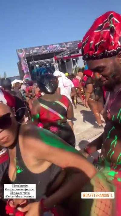 Catching a wine @ Red Antz Miami Jouvert (@lovekumix)