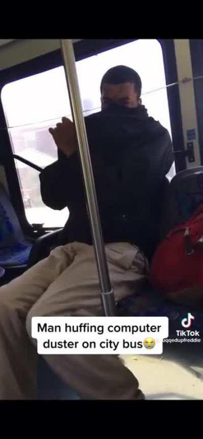 Computer duster on the bus