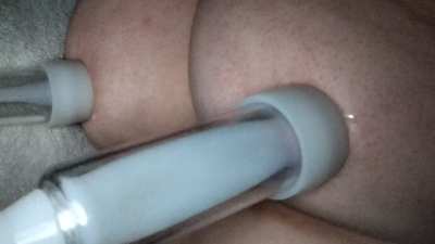 Night time pumping session to drain these swollen milkers (OC)