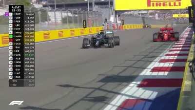 Ocon is ahead of Hamilton and Hamilton is ahead of Ocon. He's behind Hamilton and Hamilton is ahead of Sebastian Vettel. So Hamilton gets that move done.