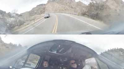 Guy reaching for coffee slams into parents RV