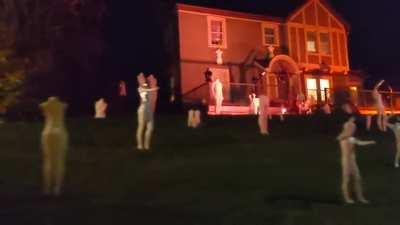 An incredible amount of dedication... They add to it daily until Halloween.