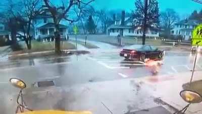 Crossing Guard in Maryland saves child from being hit by a car