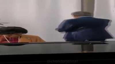 Tun Hasmah plays Song For Denise on Piano while Wide Mahathir walks