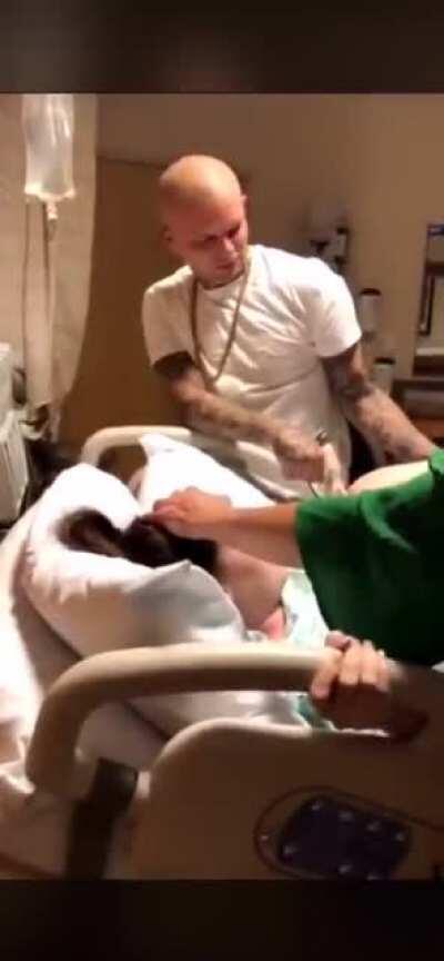 Seeing how your son comes to the world