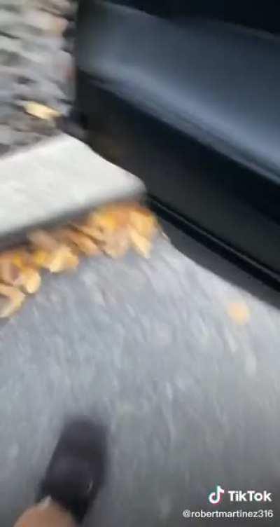 Trump supporter backs down from threat when he’s actually challenged.