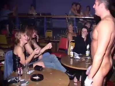 Andy shakes his cock for some women before getting a handjob.