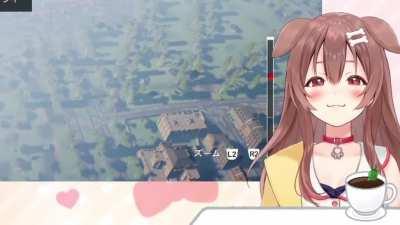 Korone stares at you while chewing on CalorieMate