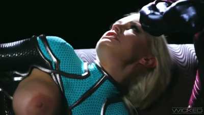 Captain Marvel gets fucked hard by two big dick skrulls. 