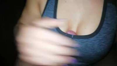 Aesthetically pleasing sports bra titjob orgasm