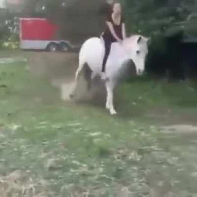 It's nice how horse knew where to drop her.