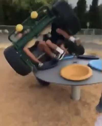 Deciding to put playground equipment on top of other playground equipment