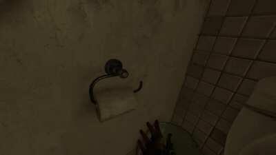 I saw video of toilet paper tactical reload and that makes me want to try that. But toilet papers at my home are tubeless. So i did that in HL: Alyx instead.