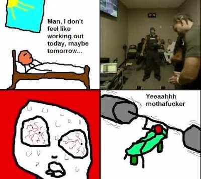 le funny man do be exercising