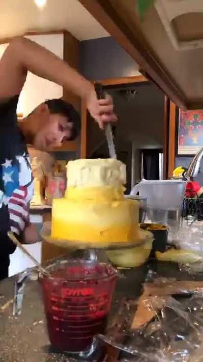 My partner made this beautiful cake today and this happened…