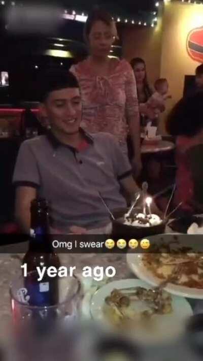 Getting your face pushed into a cake with forks sticking out