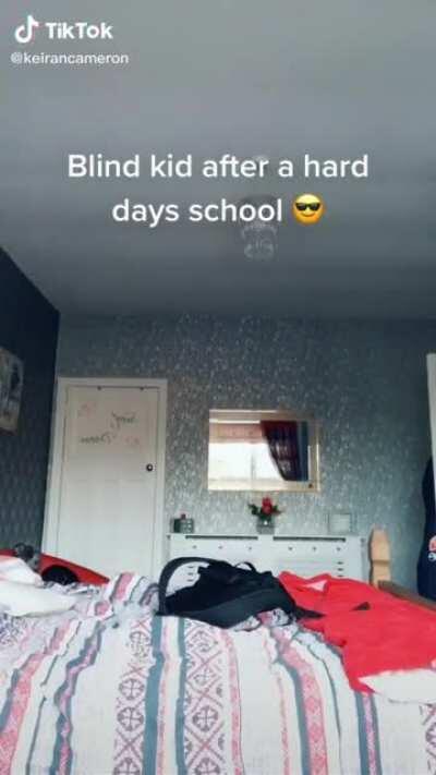 blind kid after days of work