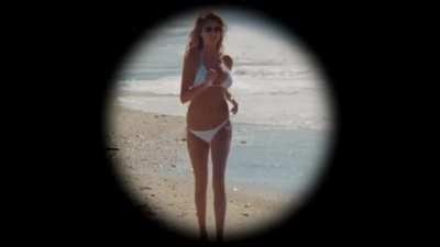 Kate Upton jogging on beach