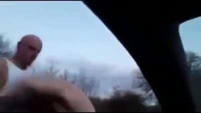 I bet the bald guy wishes he stayed at home