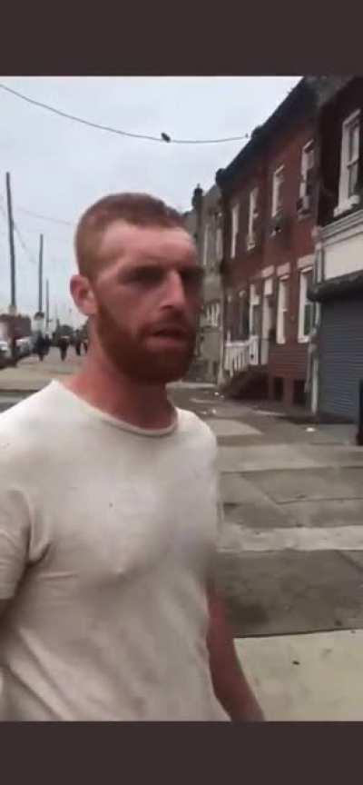 Mans head got a waterslide