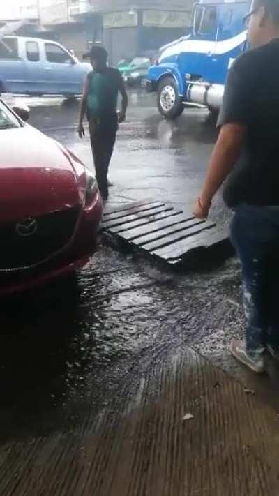 Boss didn't want to wet his shoes