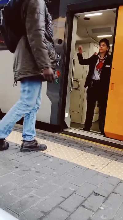 Kicked out due to not having a ticket, he damages the train and he slurs the train conductor