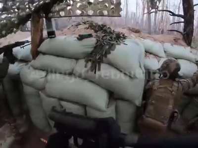 Brazilian Volunteers of the International Legion cover a rescue mission with the help of grenade launchers, MGs and small arms. Serebryansky forest. Kremmina front. November 2024