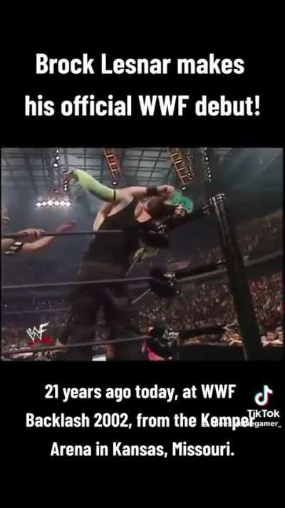 Brock Lesnar in his first ever WWE pay per view debut match against Jeff Hardy at Backlash 2002