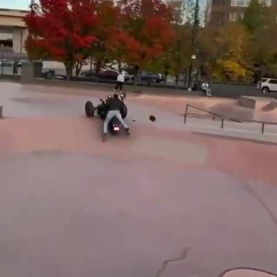 Taking the trike out to the skate park dude!