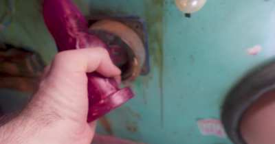 The cleaner helps himself between her clients