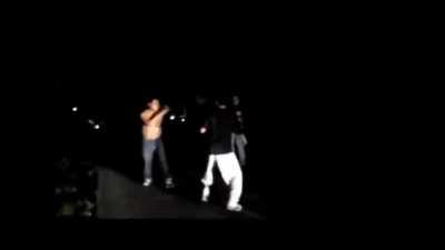 Heel kick to the liver ends street fight