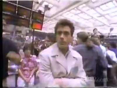 NYMEX floor trading with live commentary by Robert Downey Jr, 1993