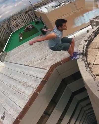 Backflip across a building