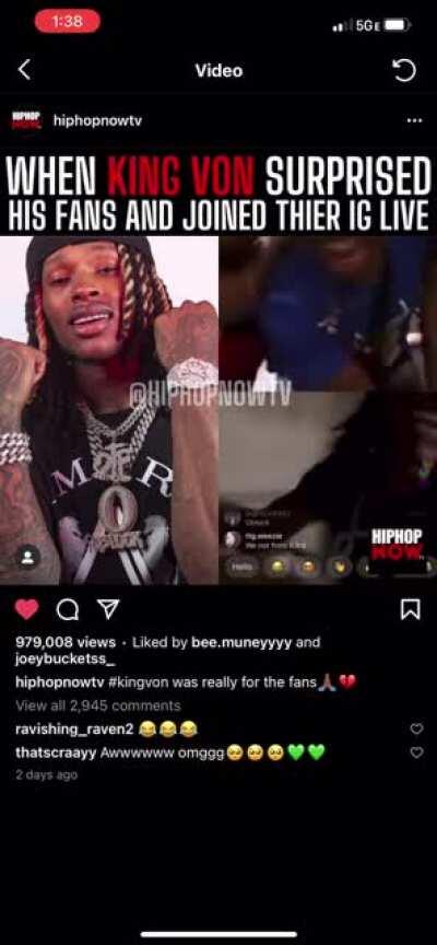 This shit sad asl man damn. Had them hype. Rip Von