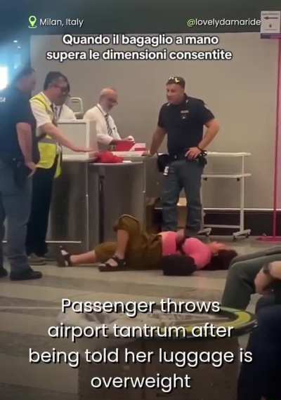 Chinese tourist has meltdown at airport over overweight luggage in Milan
