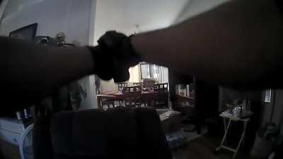 Officers confront man who was threatening his family.