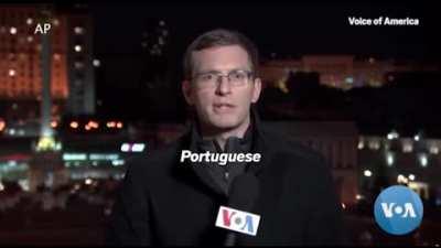 Journalist fluently reporting from Kiev in six languages yesterday