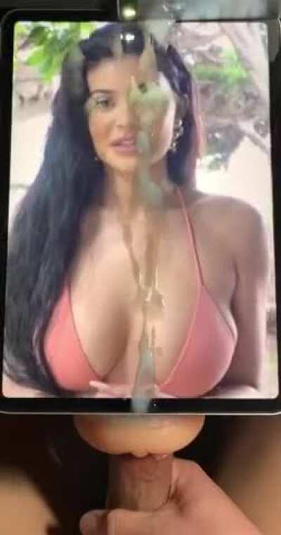 Kylie Jenner fleshlight fucking double cum tribute