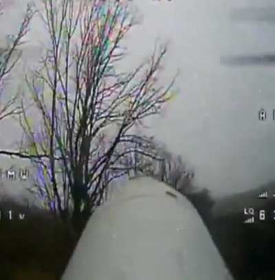 A Russian FPV drone ricocheted off a UAF vehicle, giving the crew time to escape. Unknown location. Published 17.12.2025