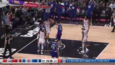 [Highlight] Paul George muscles through the entire OKC defense and throws down a filthy slam dunk!