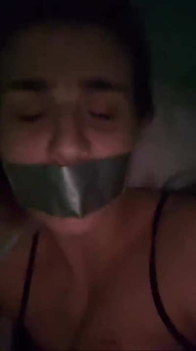 My mouth gagged with tape, I try to talk dirty to you but it frustrates me that I can't articulate a word... have you understood at least a word I say?