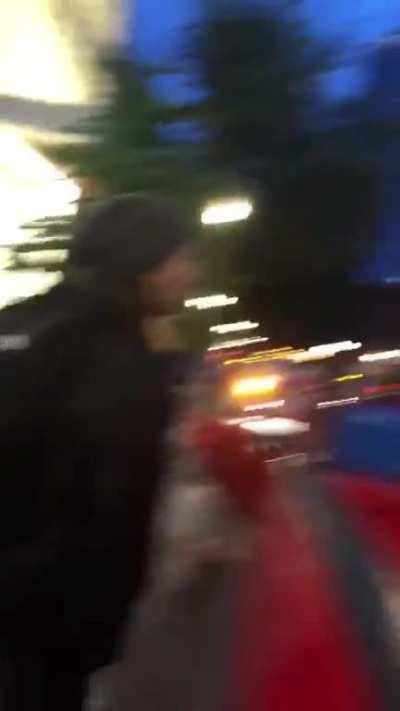 Enraged man randomly attacks woman through her vehicle's window, street mod ensures