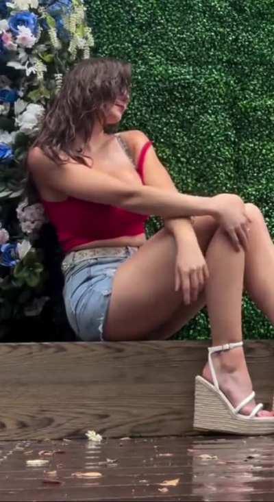 Red crop top and daisy dukes from her IG 05/29/2024