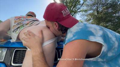 I love rimming my friend on the hood of his car 