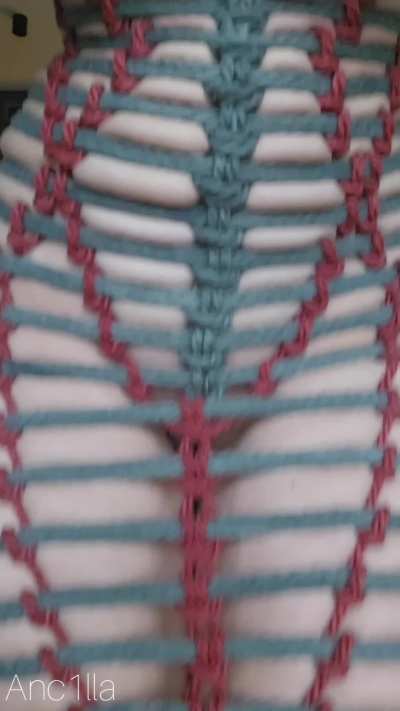 During my bondage session I was craving chocolate. I was challenged to go buy some while being tied up. First I practiced a bit how to walk in this shibari dress. Then I put on my regular clothes and shoes. I was quite anxious to leave the hotelroom with 